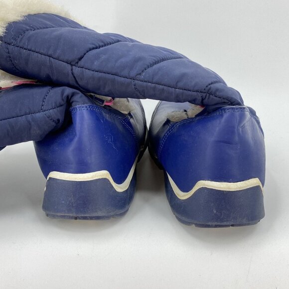 Lands End Blue Fleece Lined Winter Boots Tall Elastic Girls 4M - Picture 4 of 5